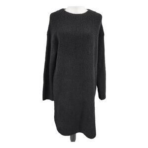 English Factory Sweater Dress Women's 1X Cozy Crew Neck Black Long Sleeve